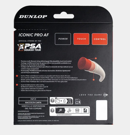 Dunlop Cordage De Squash Iconic Pro AF 17G Black 10M