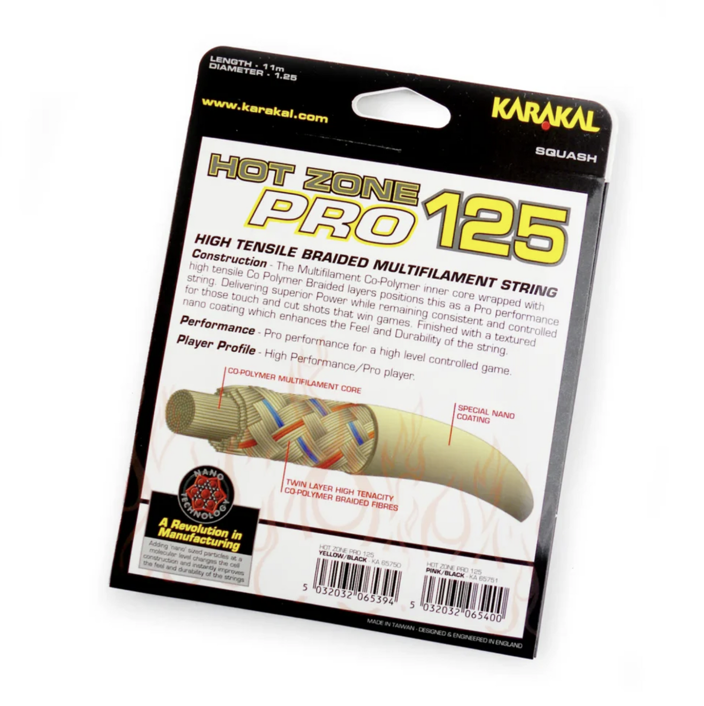 Karakal Hot Zone Pro 125 Squash String Jaune