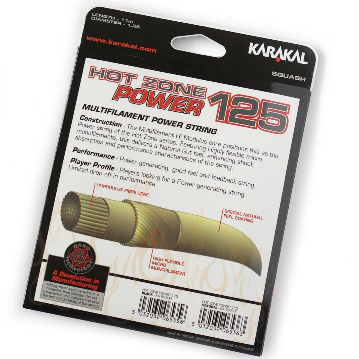 Karakal Hot Zone Power 125 Squash String Transparent